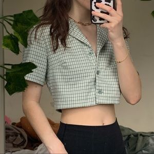 brandy melville green collar top